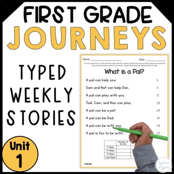Preview of First Grade Journeys Reading Fluency Passages Unit 1 Typed Stories