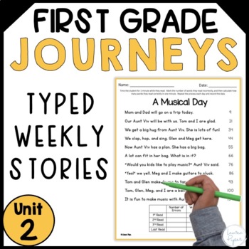 Preview of First Grade Journeys Reading Fluency Passages Unit 2 Typed Stories