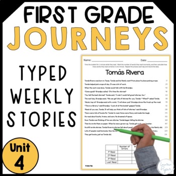 Preview of Journeys First Grade Reading Fluency Unit 4 Typed Stories