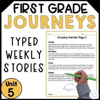 Preview of Journeys First Grade Reading Fluency Unit 5 Typed Stories