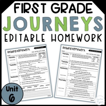 Preview of Journeys Reading First Grade Homework Unit 6