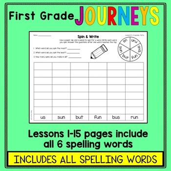 First Grade Journeys - Spelling Words: Spin & Write by Abby Ricketts