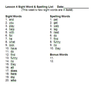 Preview of First Grade Journeys Spelling/Sight Word Lists