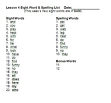 First Grade Journeys Spelling/Sight Word Lists