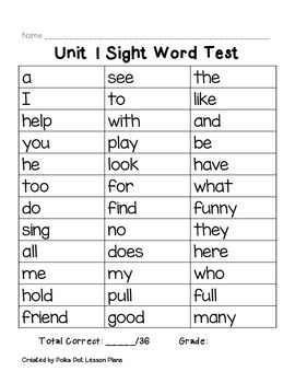 sight words for first grade