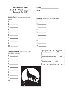 Free First Grade Journeys Unit 2 Lesson 9 Dr. S Test