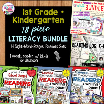 Preview of First Grade Kindergarten Reading Bundle | Printable, low prep