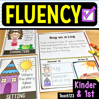 Preview of Fluency Passages Reading Comprehension First  Grade Kindergarten