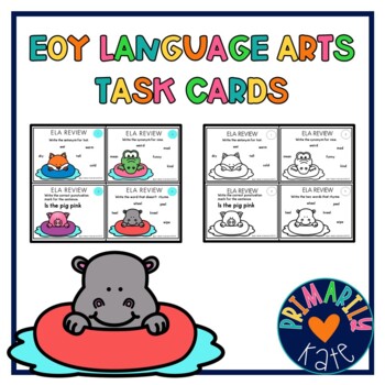 Preview of First Grade Language Arts Task Cards EOY