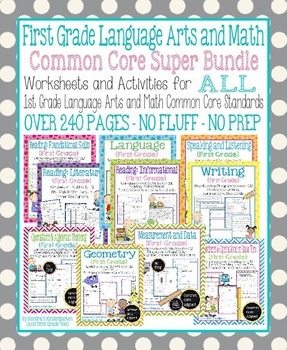 Preview of First Grade Language Arts and Math Common Core Super Bundle
