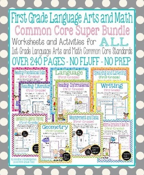 First Grade Language Arts and Math Common Core Super Bundle | TPT