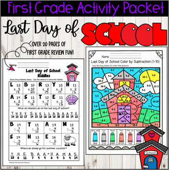 Preview of First Grade Last Days of School Review and Activity Packet 