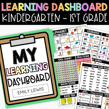 Preview of First Grade Learning Dashboard, Homework Helper, Kindergarten Learning Resource