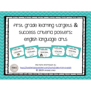 Preview of First Grade Learning Targets & Success Criteria Posters: English Language Arts