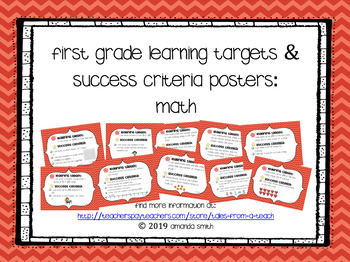 Preview of First Grade Learning Targets & Success Criteria Posters: Math