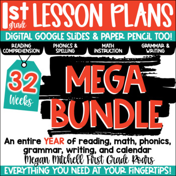 Preview of First Grade Lesson Plans Digital & Paper Pencil MEGA BUNDLE 32 Weeks