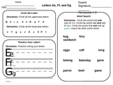 First Grade Letters and Sounds Homework