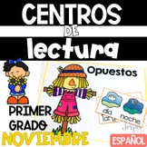 First Grade Literacy Centers Spanish November Centros de l