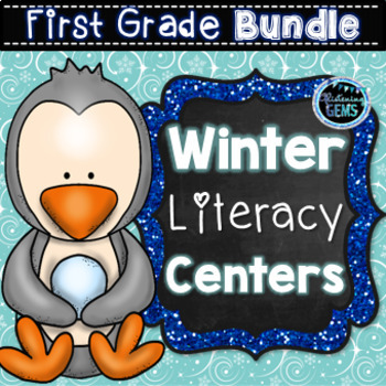 Preview of Winter Literacy Centers First Grade - First Grade Literacy Stations