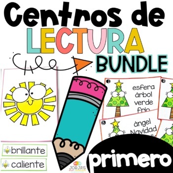 First Grade Literacy Centers in Spanish BUNDLE Centros de primer