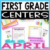 First Grade Literacy and Math Centers April