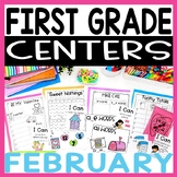First Grade Literacy and Math Centers February