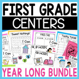 No Prep First Grade Centers for the Year- Math, Literacy, 