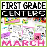 First Grade Literacy and Math Centers March
