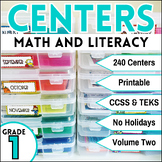 First Grade Literacy and Math Centers | NO HOLIDAYS | Hand