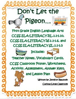 Preview of First Grade Common Core English Language Arts -The Pigeon