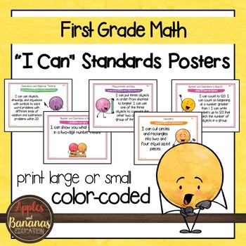 Preview of First Grade MATH Common Core "I Can" Classroom Posters