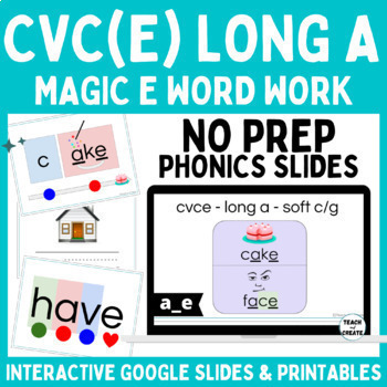 Preview of First Grade Magic E Phonics Slides- CVC(e) LONG A PRINTABLES & Phonics Games