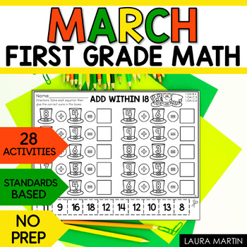 Preview of First Grade March Math Worksheets - 1st Grade St Patricks Day Math Worksheets