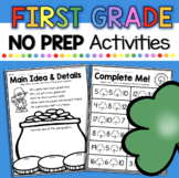 First Grade St. Patrick's Day Activities March Worksheets Morning Work