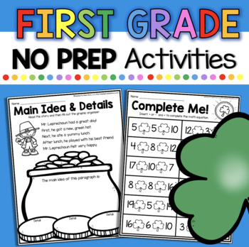 Preview of First Grade St. Patrick's Day Activities March Worksheets Morning Work