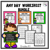 Math Worksheets Bundle (Addition, Subtraction and Graphing)