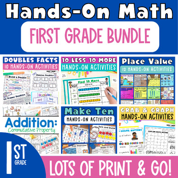 Preview of First Grade Math Activities Bundle - Ten More Ten Less - Doubles - Addition