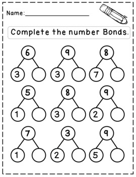 First Grade Math - Addition Worksheets, Addition to 10, Number Bonds ...