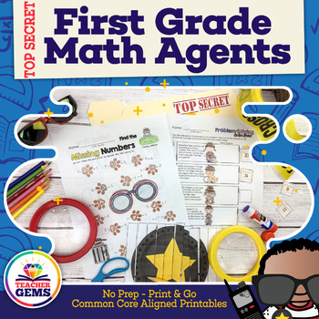 Preview of First Grade Math Agents: Common Core Aligned Math Print and Go Distance Learning