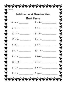 First Grade Math Assessment Mixed Addition and Subtraction ...
