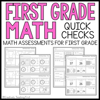 Preview of First Grade Math Assessments Exit Tickets Quick Checks