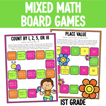 Preview of First Grade Math Board Games + Worksheets {Addition, Subtraction, Even/Odd etc.}