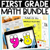 First Grade Math Bundle of Worksheets, Skills Games, and D