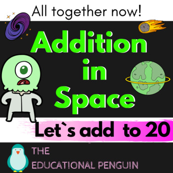 Preview of First Grade Math Center | Addition 1-20 - Space Themed | BOOM CARDS