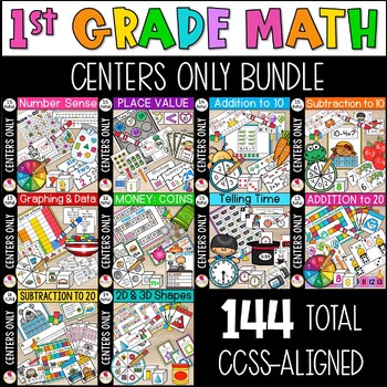 Preview of First Grade Math Centers BUNDLE | CCSS-Aligned