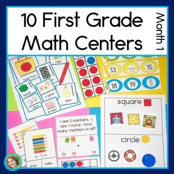 Preview of Back to School Math Centers Bundle Month 1 | Fall Math Activities