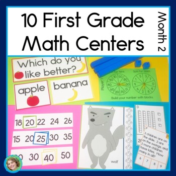 Preview of Fall Math Centers Bundle Add Subtract Shapes Word Problems More Month 2
