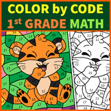 Preview of First Grade Math Color by Code | Spring