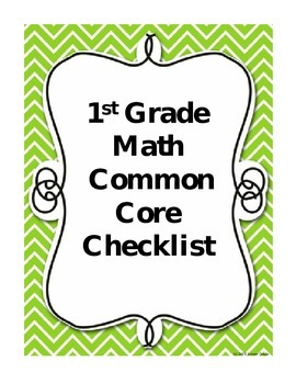 Preview of First Grade Math Common Core Checklist