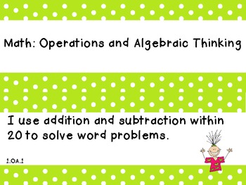 First Grade Math Common Core "I Can" Statements by Curriculum Craze